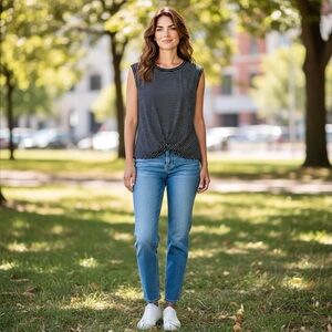 Striped Navy and White Women's Tank Top